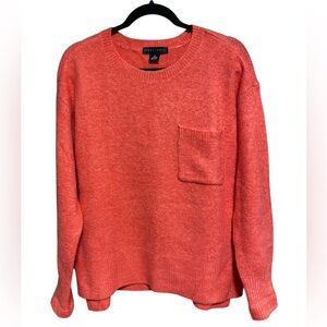 Sanctuary Crew Neck Fuzzy Wool Blend Pocket Long Sleeve Sweater Size M CORAL EUC